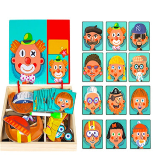 Wooden Magnetic Puzzle Toys Children 3D Puzzle Box +  Drawing Board