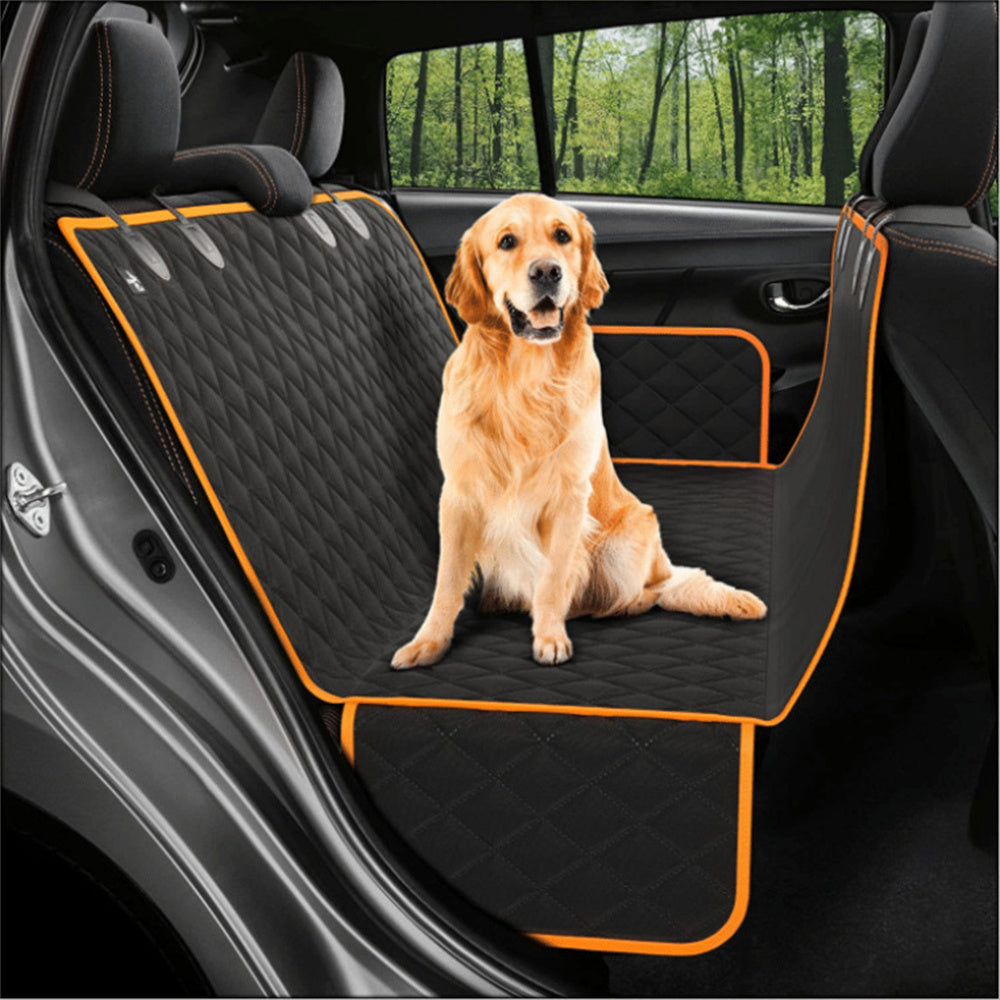 Dog Car Rear Back Seat Mat With Zipper And Pocket For Travel