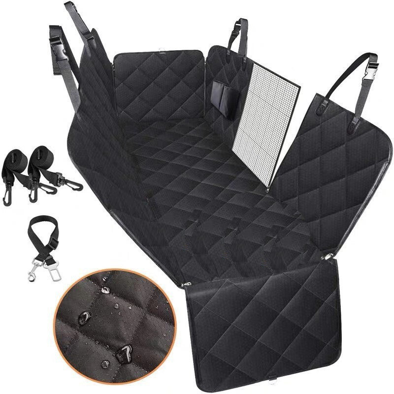 Dog Car Rear Back Seat Mat With Zipper And Pocket For Travel